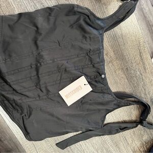 Missguided Black Tie-Shoulder Crop Top